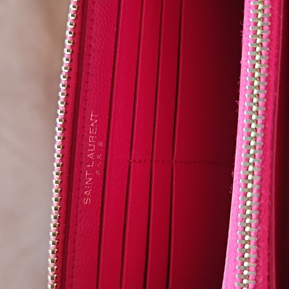 Saint Laurent Pink Caviar Chevron Quilted Wallet/Clutch - Picture 3 of 6